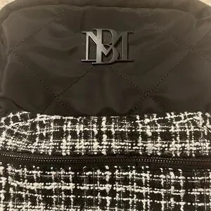 Badgley Mischka - Big Diamond Quilted Nylon Backpack - Black & White - EUC BADGLEY MISCHKA Big Diamond Quilted Nylon Backpack NWT Black  main image 4